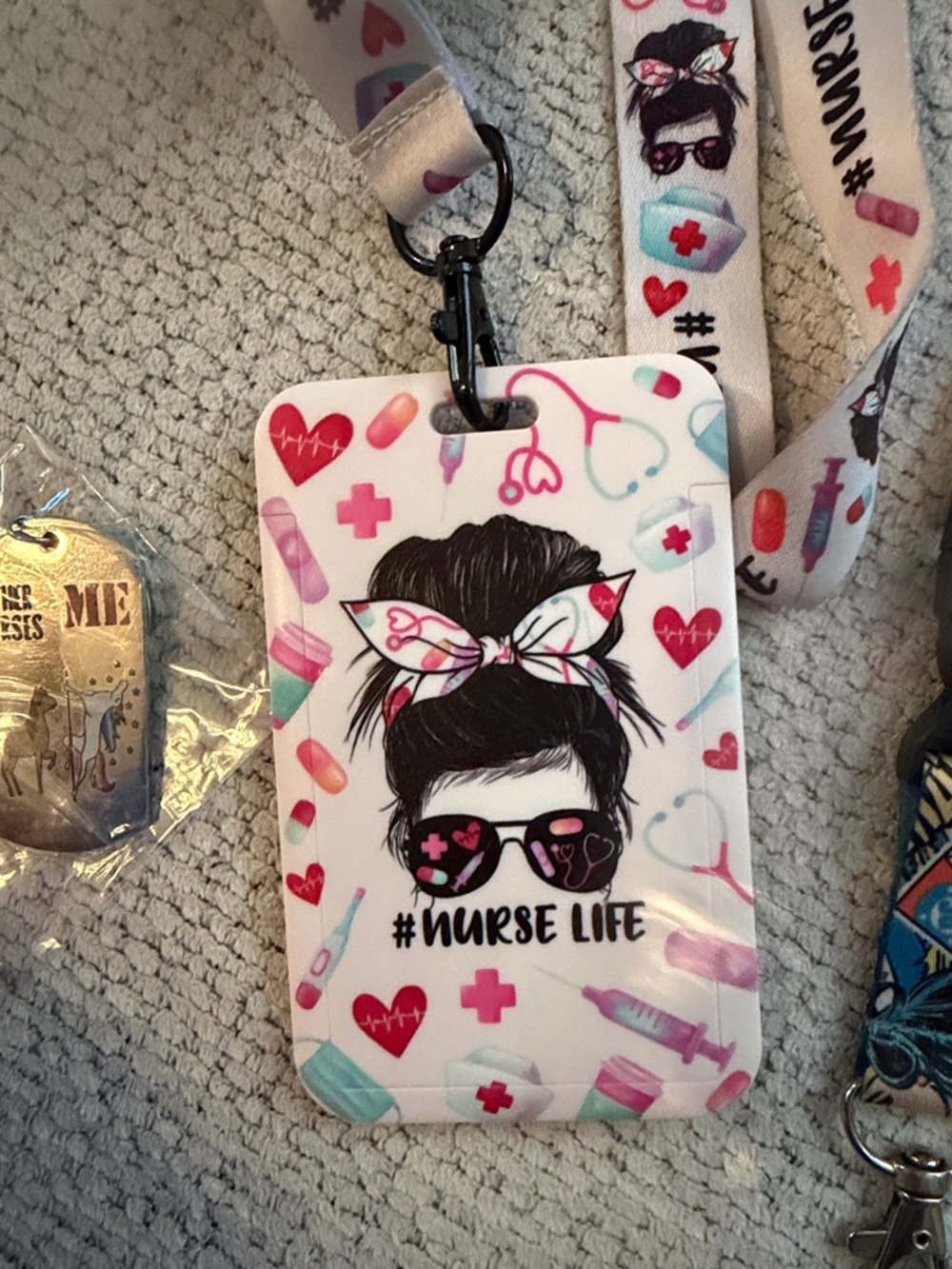 Nurse Life Pink Badge Lanyard with ID Holder - Picture 2 of 4